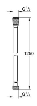 GROHE SILVERFLEX sprchová hadica 1250 mm, hladká, TwistStop, AntiFold, plast, supersteel 28362DC0 Technický nákres
