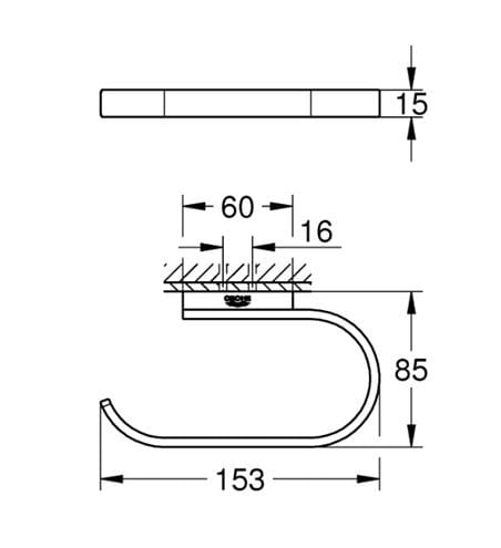 GROHE SELECTION držiak toaletného papiera, nástenný, brúsený hard graphite 41068AL0 Technický nákres