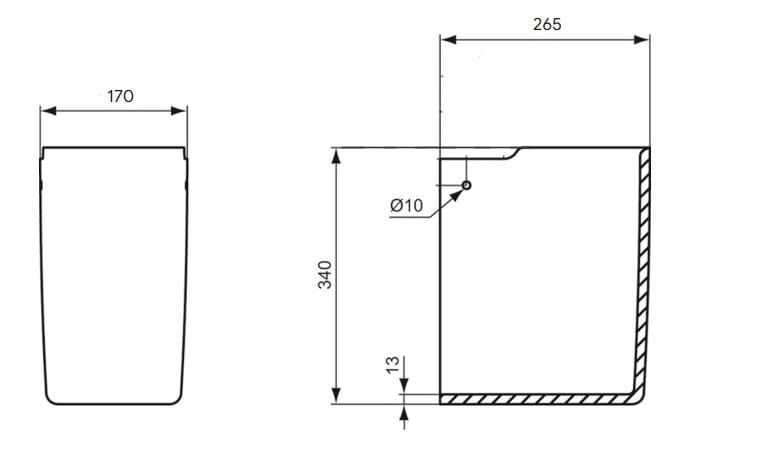 CONCEPT CUBE polostĺp pre umývadlo, alpská biela  E784001 Technický nákres