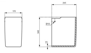 CONCEPT CUBE polostĺp pre umývadlo, alpská biela  E784001 Technický nákres