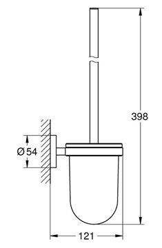 GROHE ESSENTIALS WC kefa, nástenná, sklo, brúsený warm sunset 40374DL1 Technický nákres