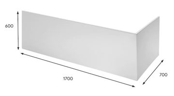 LAUFEN PRE L čelný panel k vani 170x75x60 cm H2961120000001 Technický nákres