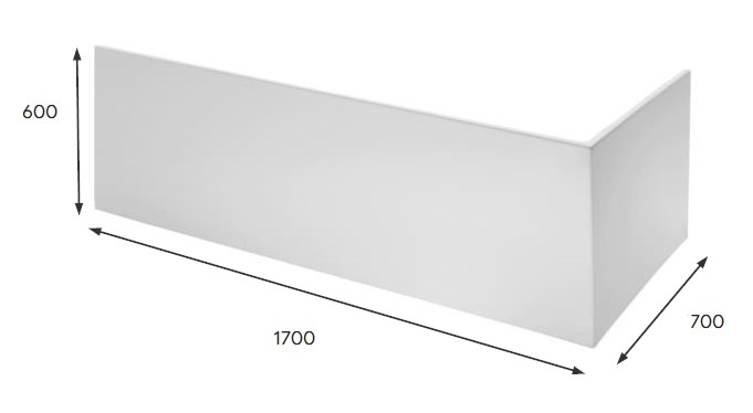 LAUFEN PRE L čelný panel k vani 170x75x60 cm H2961120000001 Technický nákres