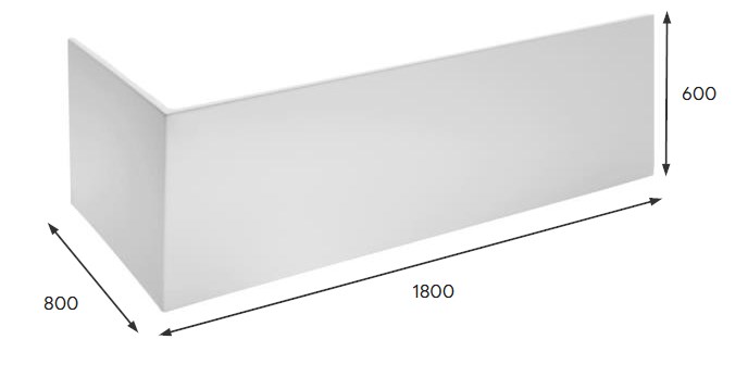 LAUFEN PRE L čelný panel k vani 180x80x60 cm H2961210000001 Technický nákres