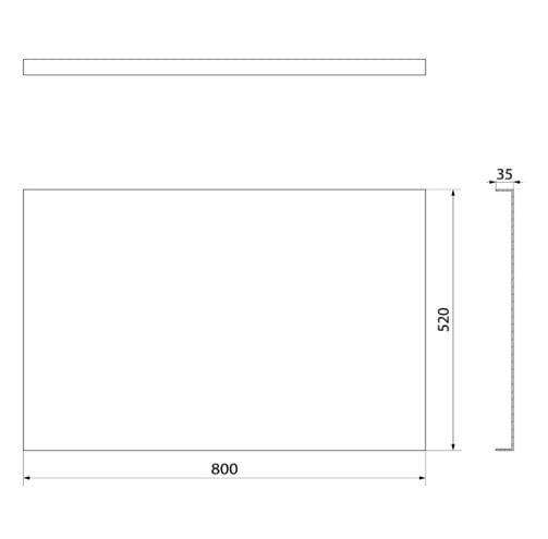 POLYSAN COUVERT bočný panel k vani 80x52 cm 72856 Technický nákres