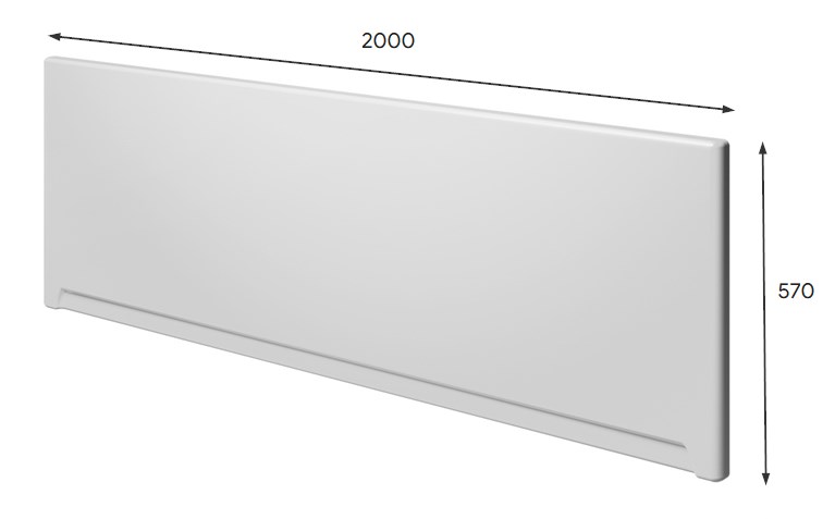 RIHO čelný panel k vani 200x57 cm 209311 Technický nákres