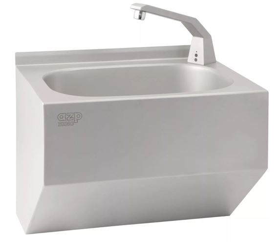 AZP BRNO umývadlo 44 cm, so senzorovou batériou na jednu vodu, s prietokovým ohrievačom, napájanie zo siete, nerez AUM 016.E Obrázek - Hlavní obrázek