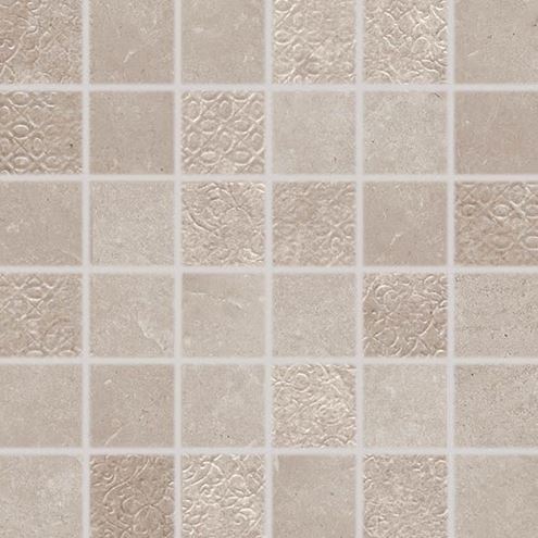 RAKO LIMESTONE mozaika 30x30(5x5) cm, lepená na sieti, mat-lesk reliéf, béžovošedá DDM06802 Obrázek - Hlavní obrázek