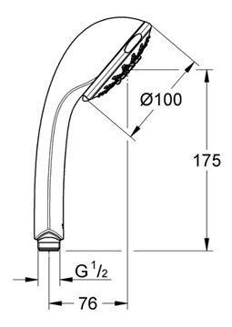 GROHE RELEXA 100 FIVE ručná sprcha pr. 100 mm, 5 prúdov, chróm 28796000 Technický nákres