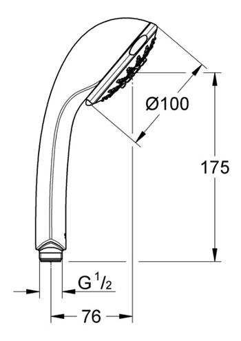GROHE RELEXA 100 FIVE ručná sprcha pr. 100 mm, 5 prúdov, chróm 28796000 Technický nákres