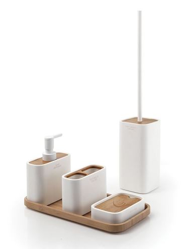 GEDY NINFEA WC kefa, na postavenie, polyresin, biela/bambus 133302 Obrázek - fotka