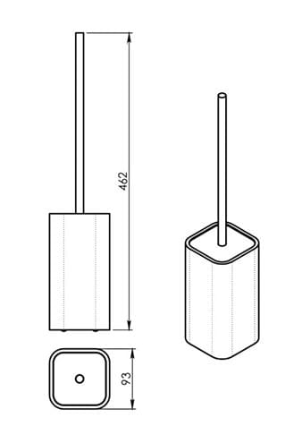 GEDY NINFEA WC kefa, polyresin, na postavenie, čierna/bambus 133314 Technický nákres