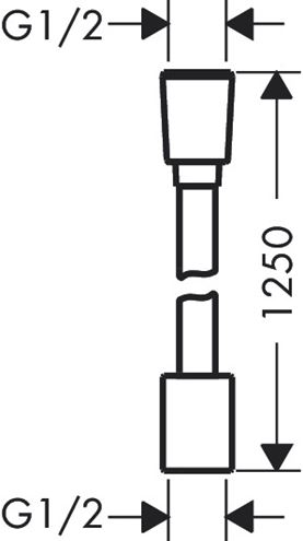 HANSGROHE DESIGNFLEX sprchová hadica 1250 mm, textilná, s ochranou proti prekrúteniu a zlomeniu, matná čierna 28220670 Technický nákres