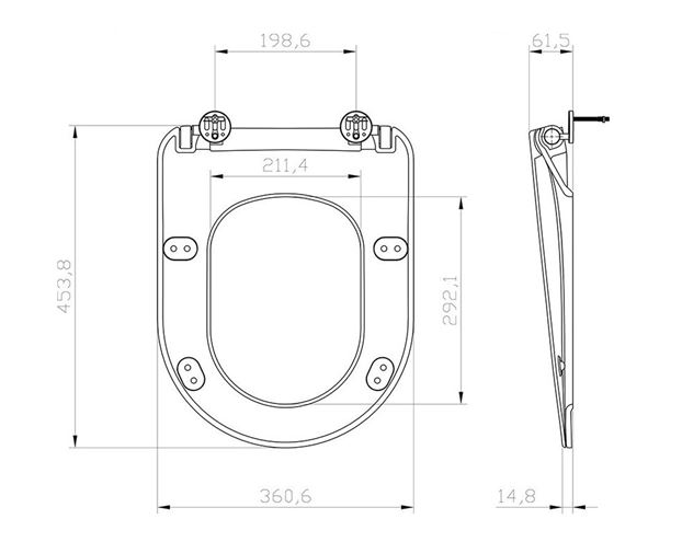 RAVAK UNI CHROME FLAT WC sedátko Slim, SoftClose, čierna  X01795 Technický nákres