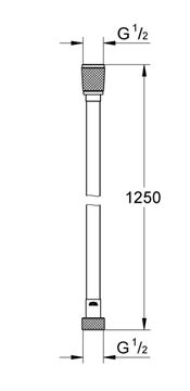 GROHE SILVERFLEX sprchová hadica 1250 mm, hladká, TwistStop, AntiFold, plast, cool sunrise 28362GL1 Technický nákres