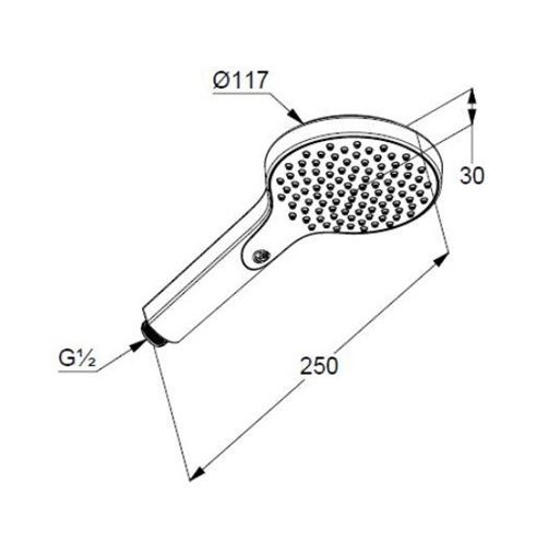 KLUDI DIVE 1S ručná sprcha pr. 117 mm, chróm 6981005-00 Technický nákres