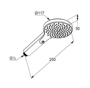 KLUDI DIVE 1S ručná sprcha pr. 117 mm, chróm 6981005-00 Technický nákres