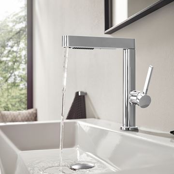 HANSGROHE FINORIS umývadlová stojanková batéria, s vyťahovacou sprškou a odtokovou súpravou, EcoSmart, chróm 76063000 Obrázek - fotka