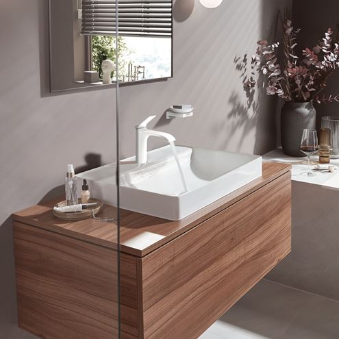 HANSGROHE VIVENIS umývadlová stojanková batéria, s odtokovou súpravou, EcoSmart, matná biela 75020700 Obrázek - fotka