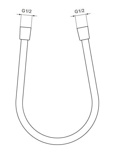 IDEAL STANDARD IDEALRAIN sprchová hadica Idealflex 1750 mm, hladká, Anti-Twist, kov, silver BE175SI Technický nákres
