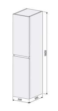 INTEDOOR BARI vysoká skrinka 35x35x160 cm, 2 dvierka, dub halifax BASV352DLPA02 Technický nákres