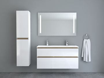 INTEDOOR BARI skrinka pod dvojumývadlo 120x46x61 cm, 2 zásuvky, lesklá biela BA120D2ZA0016/A02 Obrázek - fotka