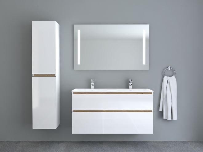 INTEDOOR BARI skrinka pod dvojumývadlo 120x46x61 cm, 2 zásuvky, dub halifax BA120D2ZA02 Obrázek - fotka