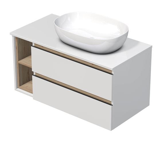 INTEDOOR BARI skrinka pod umývadlo 100x50x52 cm, 2 zásuvky, 2 police, lesklá biela BAD1002ZNLA0016/A02 Obrázek - Hlavní obrázek