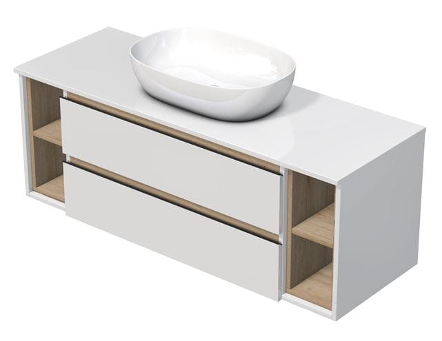 INTEDOOR BARI skrinka pod umývadlo 140x50x52 cm, 2 zásuvky, 4 police, lesklá biela BAD1402Z2NA0016/A02 Obrázek - Hlavní obrázek