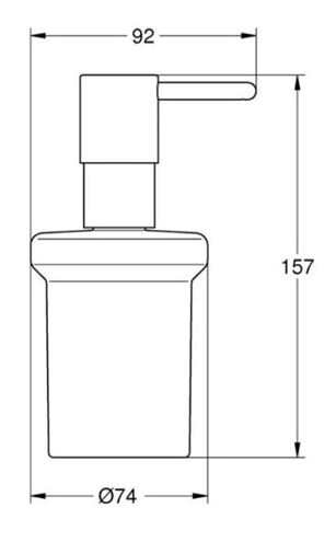 GROHE ESSENTIALS dávkovač tekutého mydla 160 ml, bez držiaka, sklo, hard graphite 40394A01 Technický nákres