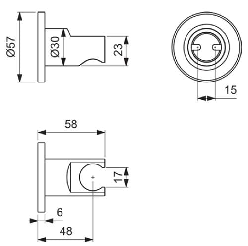 IDEAL STANDARD IDEALRAIN nástenný držiak, silver BC806SI Technický nákres