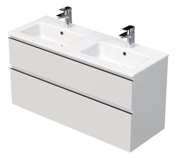 INTEDOOR BARI skrinka pod dvojumývadlo 120x46x61 cm, 2 zásuvky, lesklá biela