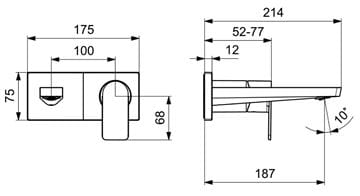 HANSA STELA umývadlová podomietková batéria, chróm 44902173 Technický nákres