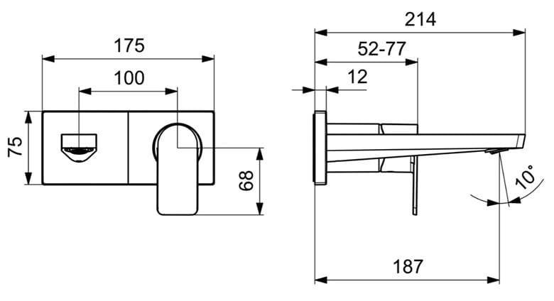 HANSA STELA umývadlová podomietková batéria, chróm 44902173 Technický nákres