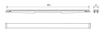 UNIDRAIN HIGHLINE 1920 plný rošt 633 mm PANEL, kartáčovaná nerez oceľ 1920.0700 Technický nákres