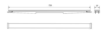 UNIDRAIN HIGHLINE 1920 plný rošt PANEL 733 mm, kartáčovaná nerez oceľ 1920.0800 Technický nákres