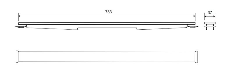 UNIDRAIN HIGHLINE 1920 plný rošt PANEL 733 mm, kartáčovaná nerez oceľ 1920.0800 Technický nákres