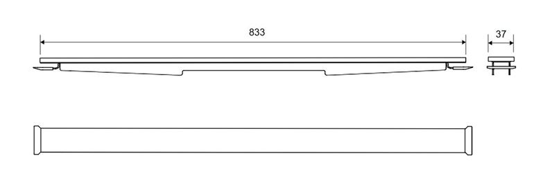 UNIDRAIN HIGHLINE 1920 plný rošt PANEL 833 mm, kartáčovaná nerez oceľ 1920.0900 Technický nákres