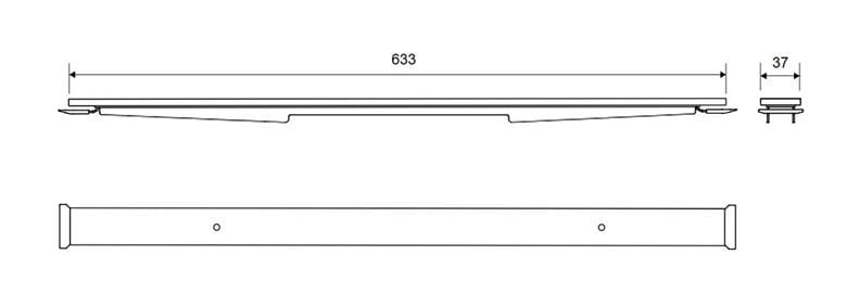 UNIDRAIN HIGHLINE rošt na vloženie dlažby CUSTOM 633 mm, kartáčovaná nerez oceľ 1950.0700 Technický nákres