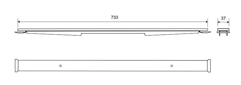 UNIDRAIN HIGHLINE rošt na vloženie dlažby CUSTOM 733 mm, kartáčovaná nerez oceľ 1950.0800 Technický nákres