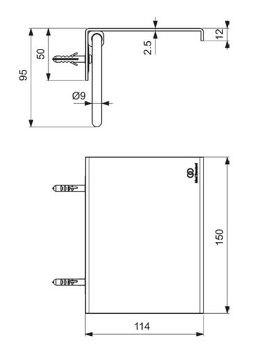 IDEAL STANDARD ALU+ držiak toaletného papiera s poličkou, nástenný, rosé BD592RO Technický nákres
