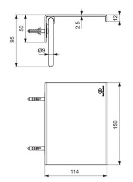 IDEAL STANDARD ALU+ držiak toaletného papiera s poličkou, nástenný, rosé BD592RO Technický nákres