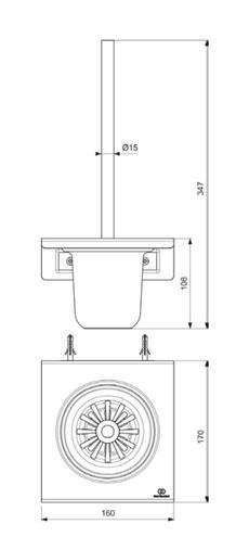 IDEAL STANDARD ALU+ WC kefa, nástenná, sklo, rosé BD593RO Technický nákres