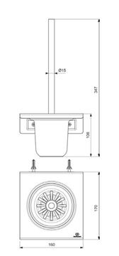 IDEAL STANDARD ALU+ WC kefa, nástenná, sklo, rosé BD593RO Technický nákres