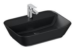 VITRA GEO umývadlo na dosku 59,5 cm, s otvorom pre batériu a prepadom, VitrAhygiene, matná čierna