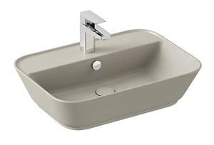 VITRA GEO umývadlo na dosku 59,5 cm, s otvorom pre batériu a prepadom, VitrAhygiene, matná šedá
