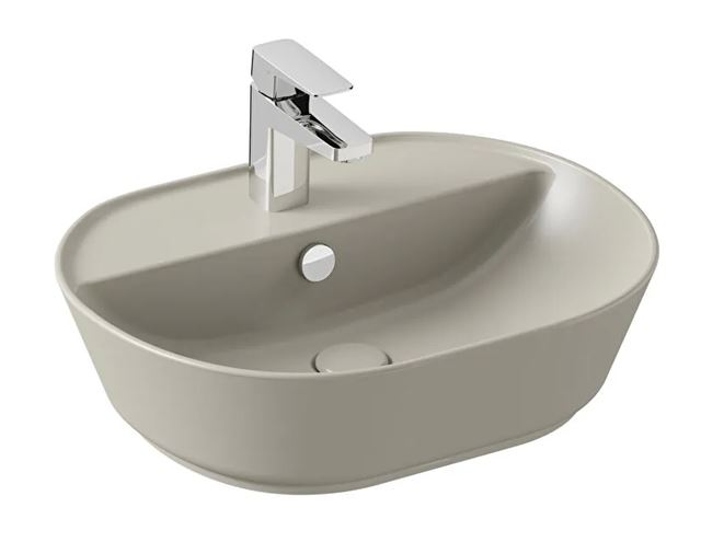 VITRA GEO umývadlo na dosku 55 cm, s otvorom pre batériu a prepadom, VitrAhygiene, matná šedá 7428B020-0001 Obrázek - Hlavní obrázek