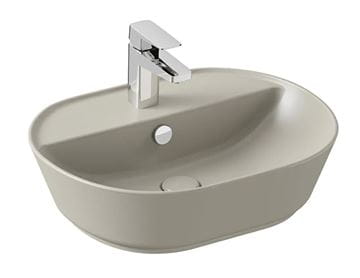 VITRA GEO umývadlo na dosku 55 cm, s otvorom pre batériu a prepadom, VitrAhygiene, matná šedá
