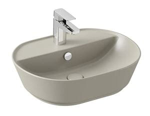 VITRA GEO umývadlo na dosku 55 cm, s otvorom pre batériu a prepadom, VitrAhygiene, matná šedá
