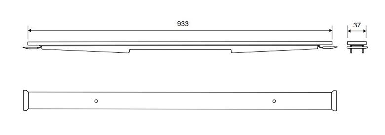 UNIDRAIN HIGHLINE rošt na vloženie dlažby CUSTOM 933 mm, kartáčovaná nerez oceľ 1950.1000 Technický nákres